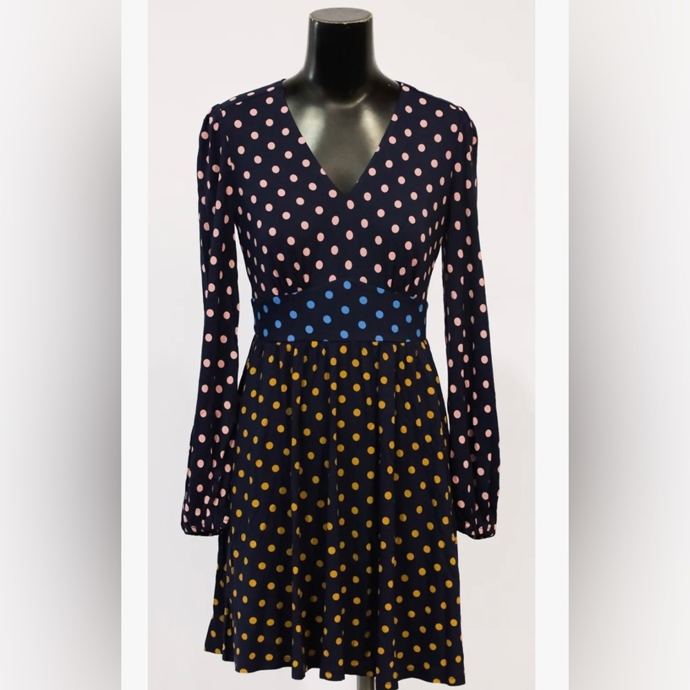 BODEN knee length dress polka dots US Size 8